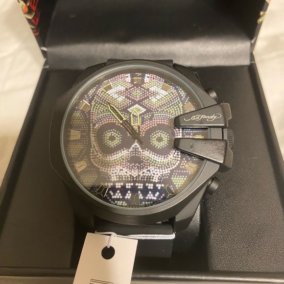 Ed Hardy | Accessories | Ed Hardy Black Sporty Chronograph Watch | Poshmark